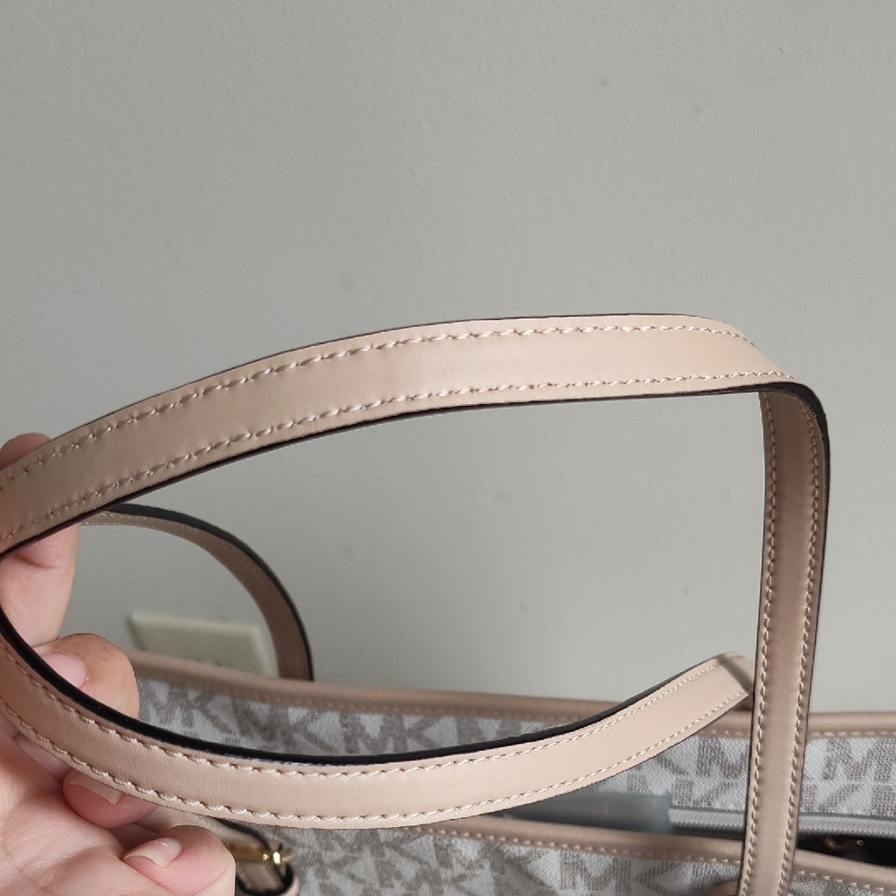 Michael Kors Cream Signature Tote with Leather Trim - Picture 6 of 12
